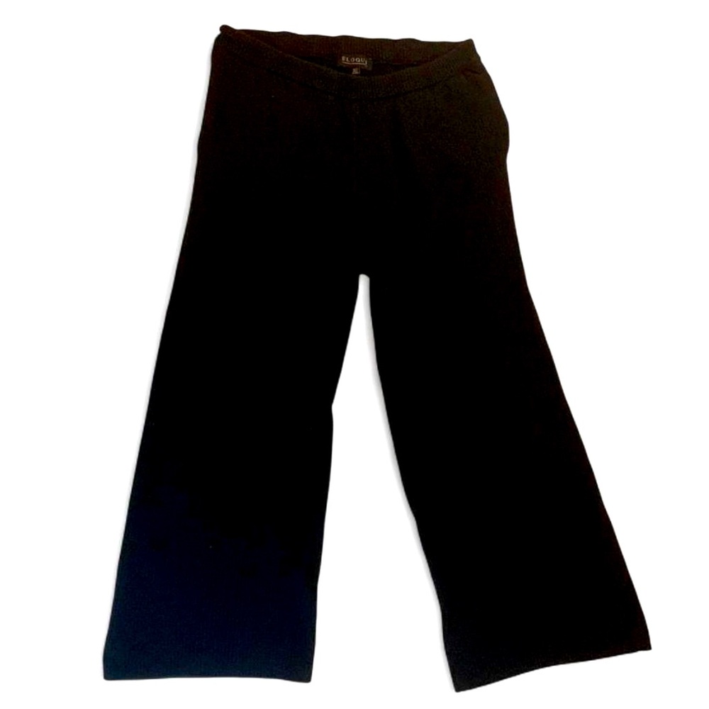 Eloquii Black Cotton Wide-Leg Lounge Pants